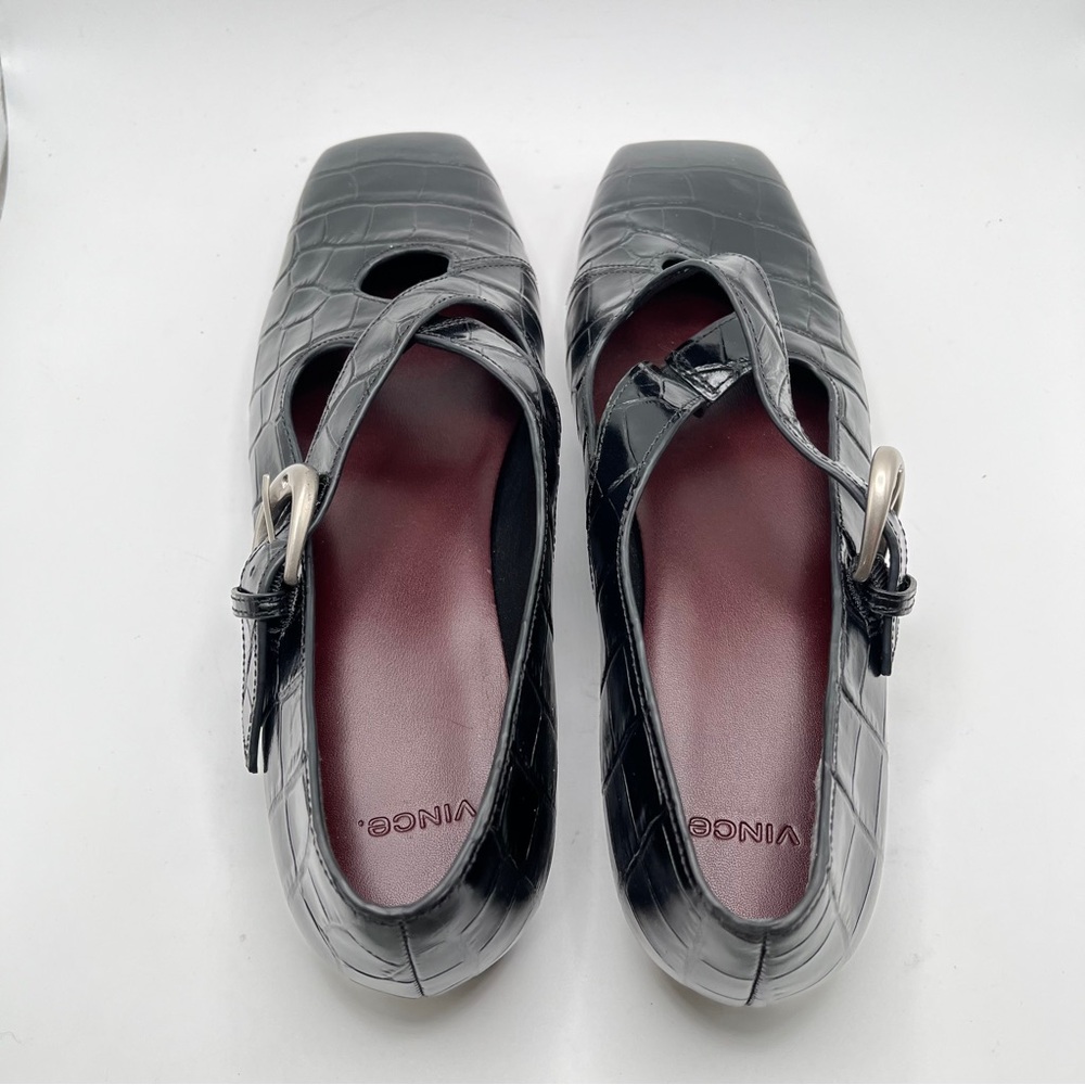 Vince Cici Croc-Embossed Leather Ballet Flats black size 7.5M - Picture 8 of 11